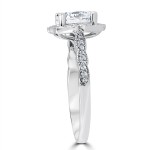 White Gold 2 ct TDW Diamond Clarity Enhanced Halo Engagement Ring Vintage Milgrain Accents - Handcrafted By Name My Rings™