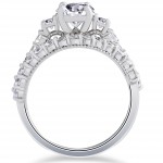 White Gold 2 ct TDW Diamond Clarity Enhanced Vintage Engagement Wedding Ring Set - Handcrafted By Name My Rings™