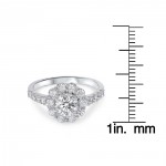 White Gold 2 ct TDW Diamond Floral Halo Engagement Ring - Handcrafted By Name My Rings™
