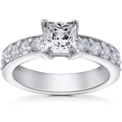 White Gold 2 ct TDW Princess Cut Clarity Enhanced Diamond Engagement Ring - Handcrafted By Name My Rings™