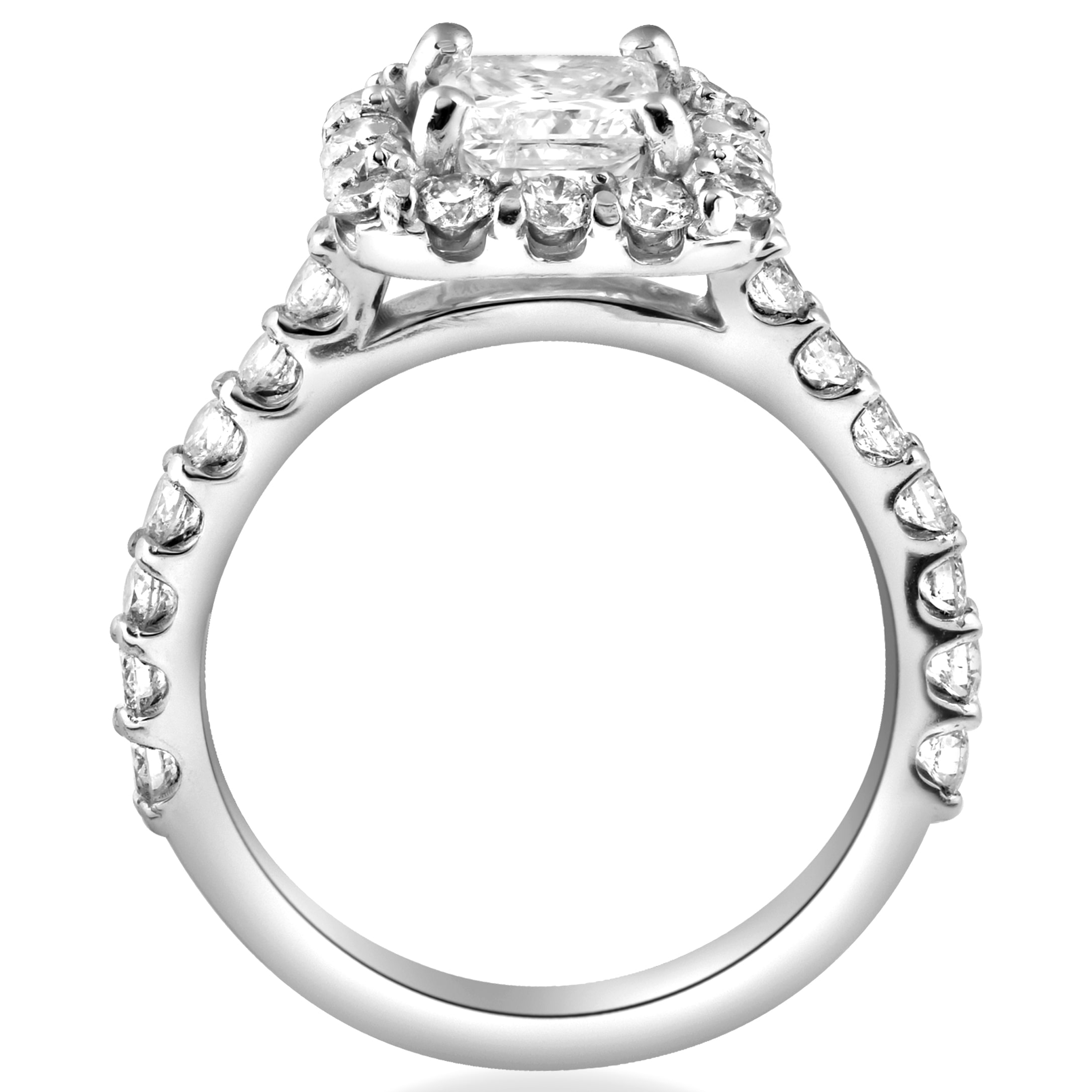 White Gold 2 cttw Halo Princess Square Cut Diamond Enhanced Engagement ...