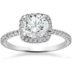 White Gold 2ct TDW Cushion Halo Diamond Engagement Ring - Handcrafted By Name My Rings™