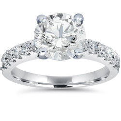 White Gold 2ct TDW Diamond Clarity Enhanced Engagement Ring Solitaire With Accents - Handcrafted By Name My Rings™