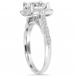 White Gold 2ct TDW Diamond Clarity Enhanced Halo Engagement Wedding 2-piece Ring Set - Handcrafted By Name My Rings™