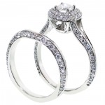 White Gold 2ct TDW Diamond Double Halo Bridal Ring Set - Handcrafted By Name My Rings™