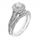 White Gold 2ct TDW Diamond Double Halo Bridal Ring Set - Handcrafted By Name My Rings™
