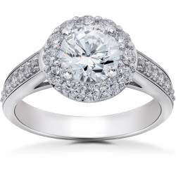 White Gold 2ct TDW Halo Eco-Friendly Lab Grown Diamond Engagement Ring - Handcrafted By Name My Rings™