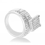 White Gold 2ct TDW Round, Baguette and Princess-cut Pave Diamond Ring - Handcrafted By Name My Rings™