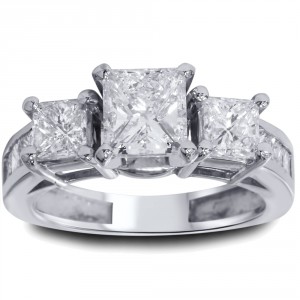 White Gold 2ct TDW White Diamond Clarity Enhanced 3-stone Vintage-style Engagement Ring - Handcrafted By Name My Rings™