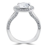 White Gold 3 1/2ct Round Diamond Cushion Halo Clarity Enhanced Split Shank Engagement Ring - Handcrafted By Name My Rings™