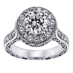 White Gold 3 4/5ct TDW Round Halo Diamond Engagement Ring - Handcrafted By Name My Rings™