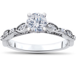 White Gold 3/4 ct TDW Diamond Vintage Engagement Ring - Handcrafted By Name My Rings™