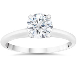 White Gold 3/4ct Round Cut Lab Grown Eco Friendly Diamond Solitaire Engagement Ring - Handcrafted By Name My Rings™