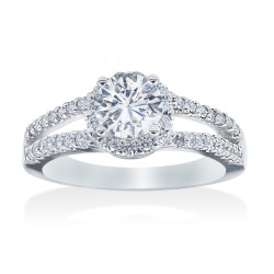 White Gold 3/4ct TDW Diamond Halo Engagement Ring - Handcrafted By Name My Rings™