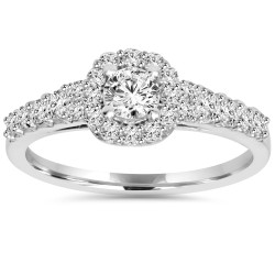 White Gold 3/4ct TDW Diamond Halo Engagement Ring - Handcrafted By Name My Rings™
