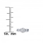 White Gold 3/4ct TDW Diamond Infinity Halo Engagement Wedding Ring Set - Handcrafted By Name My Rings™