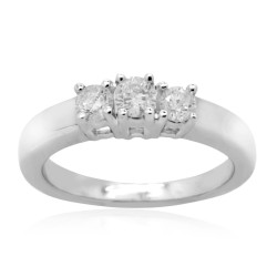 White Gold 3/4ct TDW Round Diamond 3-stone Anniversary Ring - Handcrafted By Name My Rings™