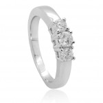 White Gold 3/4ct TDW Round Diamond 3-stone Anniversary Ring - Handcrafted By Name My Rings™