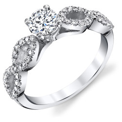 White Gold 3/4ct TDW Round Diamond Infinity Engagement Ring - Handcrafted By Name My Rings™