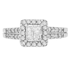 White Gold 3/4ct TDW Round and Princess-cut Diamond Engagement and Wedding Ring - Handcrafted By Name My Rings™