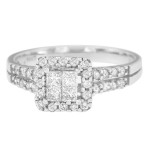 White Gold 3/4ct TDW Round and Princess-cut Diamond Engagement and Wedding Ring - Handcrafted By Name My Rings™