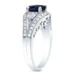 White Gold 3/4ct TDW Sapphire and Diamond Engagement Ring - Handcrafted By Name My Rings™