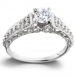 White Gold 3/5TDW Vintage Diamond Engagement Ring - Handcrafted By Name My Rings™