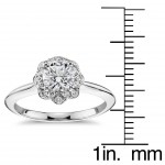 White Gold 3/5ct TDW Floral Halo Round Diamond Engagement Ring - Handcrafted By Name My Rings™