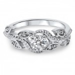 White Gold 3/8ct TDW Vine Petal Vintage Style Diamond Engagement Ring - Handcrafted By Name My Rings™