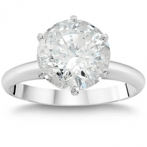White Gold 3ct TDW Clarity Enhanced Round Moissanite Diamond Solitaire Engagement Ring - Handcrafted By Name My Rings™