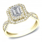 White Gold 4/5ct TDW Emerald-Cut Diamond Double Halo Engagement Ring - Handcrafted By Name My Rings™