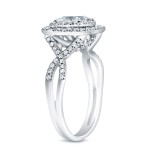 White Gold 4/5ct TDW Emerald-Cut Diamond Double Halo Engagement Ring - Handcrafted By Name My Rings™