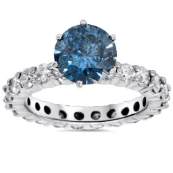 White Gold 4ct TDW Blue and White Diamond Eternity Engagement Ring - Handcrafted By Name My Rings™