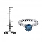White Gold 4ct TDW Blue and White Diamond Eternity Engagement Ring - Handcrafted By Name My Rings™