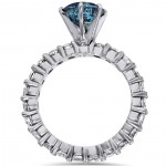 White Gold 4ct TDW Blue and White Diamond Eternity Engagement Ring - Handcrafted By Name My Rings™