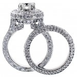 White Gold 5 1/3ct TDW  Clarity Enhanced Diamond Halo Eternity Bridal Set - Handcrafted By Name My Rings™