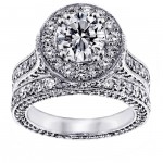 White Gold 5 1/3ct TDW  Clarity Enhanced Diamond Halo Eternity Bridal Set - Handcrafted By Name My Rings™