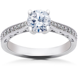 White Gold 5/8 ct Eco Friendly Lab Grown Diamond Vintage Engagement Ring - Handcrafted By Name My Rings™