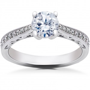 White Gold 5/8 ct Eco Friendly Lab Grown Diamond Vintage Engagement Ring - Handcrafted By Name My Rings™