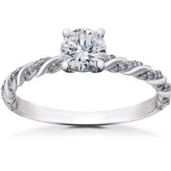 White Gold 5/8 ct Lab Grown Round Eco Friendly Diamond Engagement Ring - Handcrafted By Name My Rings™