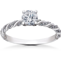 White Gold 5/8 ct Lab Grown Round Eco Friendly Diamond Engagement Ring - Handcrafted By Name My Rings™