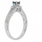 White Gold 5/8ct TDW Blue and White Diamond Engagement Ring - Handcrafted By Name My Rings™