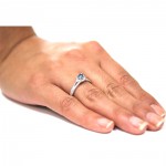 White Gold 5/8ct TDW Blue and White Diamond Engagement Ring - Handcrafted By Name My Rings™