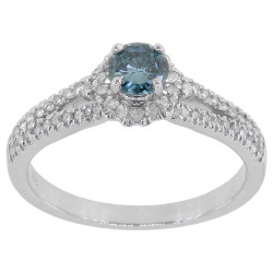 White Gold 5/8ct TDW Blue and White Diamond Engagement Ring - Handcrafted By Name My Rings™