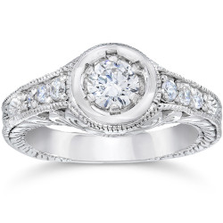 White Gold 5/8ct TDW Diamond Vintage Engagement Ring - Handcrafted By Name My Rings™