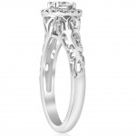 White Gold 5/8ct TDW Diamond Vintage Halo Filigree Engagement Ring - Handcrafted By Name My Rings™
