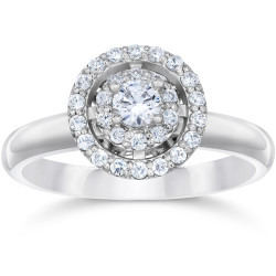 White Gold 5/8ct TDW Vintage Double Halo Diamond Engagement Ring - Handcrafted By Name My Rings™