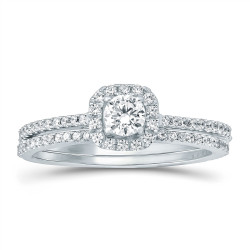 White Gold 5/8ct TDW White Natural Diamond Solitaire Bridal Set - Handcrafted By Name My Rings™