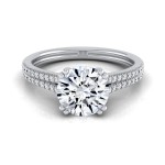 White Gold 5/8ctw TDW White Diamond 2 Row Double Prong Cathedral Engagement Ring - Handcrafted By Name My Rings™