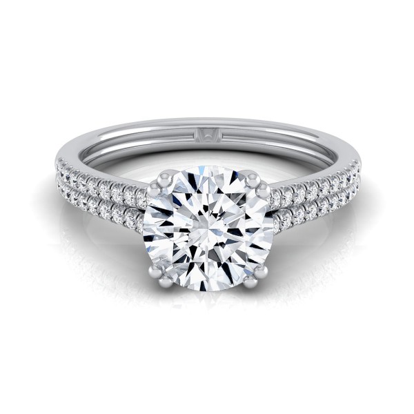 White Gold 5/8ctw TDW White Diamond 2 Row Double Prong Cathedral Engagement Ring - Handcrafted By Name My Rings™